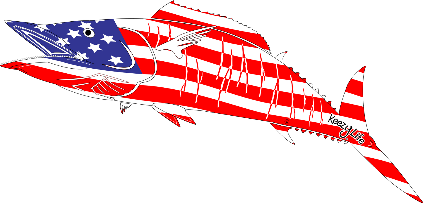 American Flag Wahoo Decal