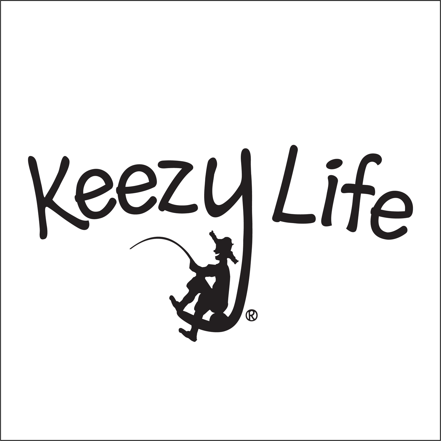 Says Keezy Life. The letter Y has a boy fishing on the bottom of the Y.