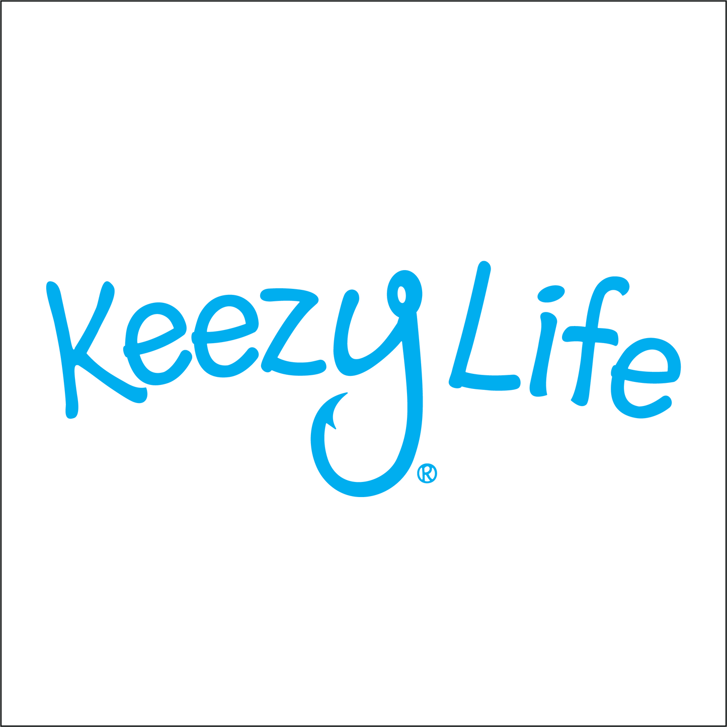 Says Keezy Life. The letter Y has a fish hook shaped to the bottom of the Y.