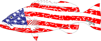 Copyrighted image of a Grouper. Body is covered with the a American Flag.