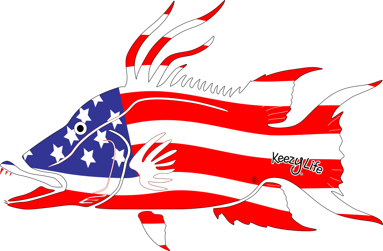 American Flag Hogfish Decal