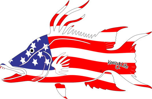 American Flag Hogfish Decal