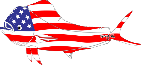 American Flag Mahi Mahi Decal