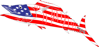 Copyrighted image of a Wahoo. Body is covered with the a American Flag.