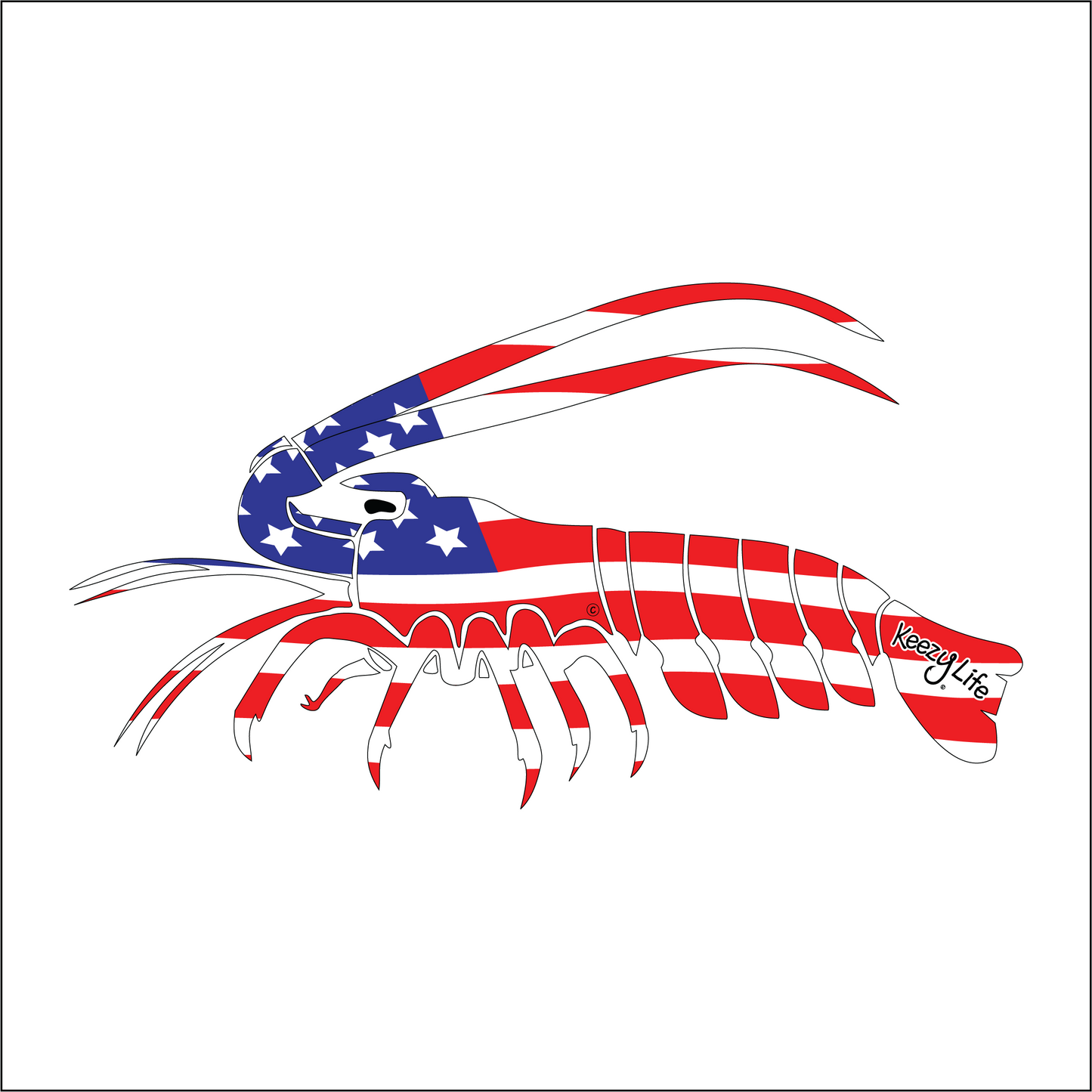 Copyrighted image of a Lobster. Body is covered with the a American Flag.