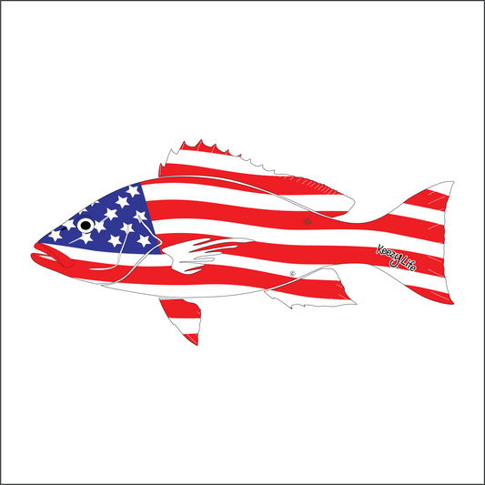 Copyrighted image of a Snapper. Body is covered with the a American Flag.