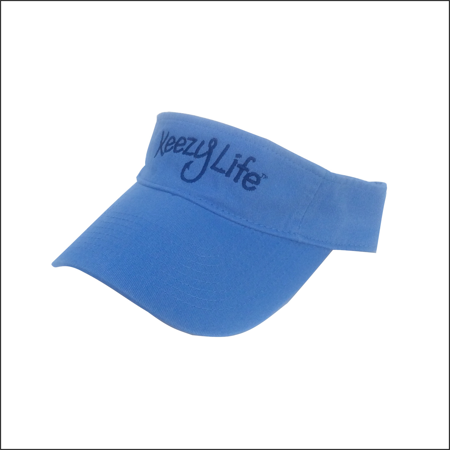 Visor Says Keezy Life. The letter Y has a fish hook shaped to the bottom of the Y.