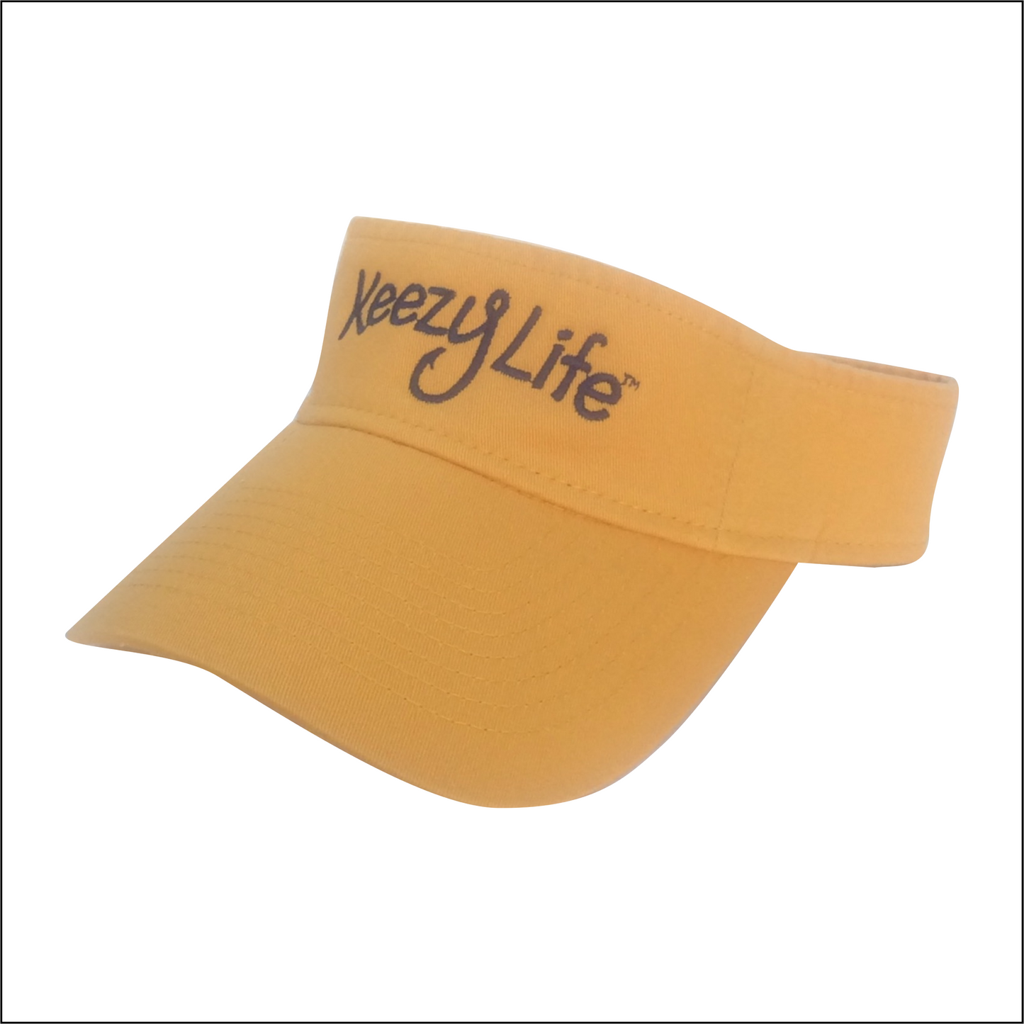 Visor Says Keezy Life. The letter Y has a fish hook shaped to the bottom of the Y.