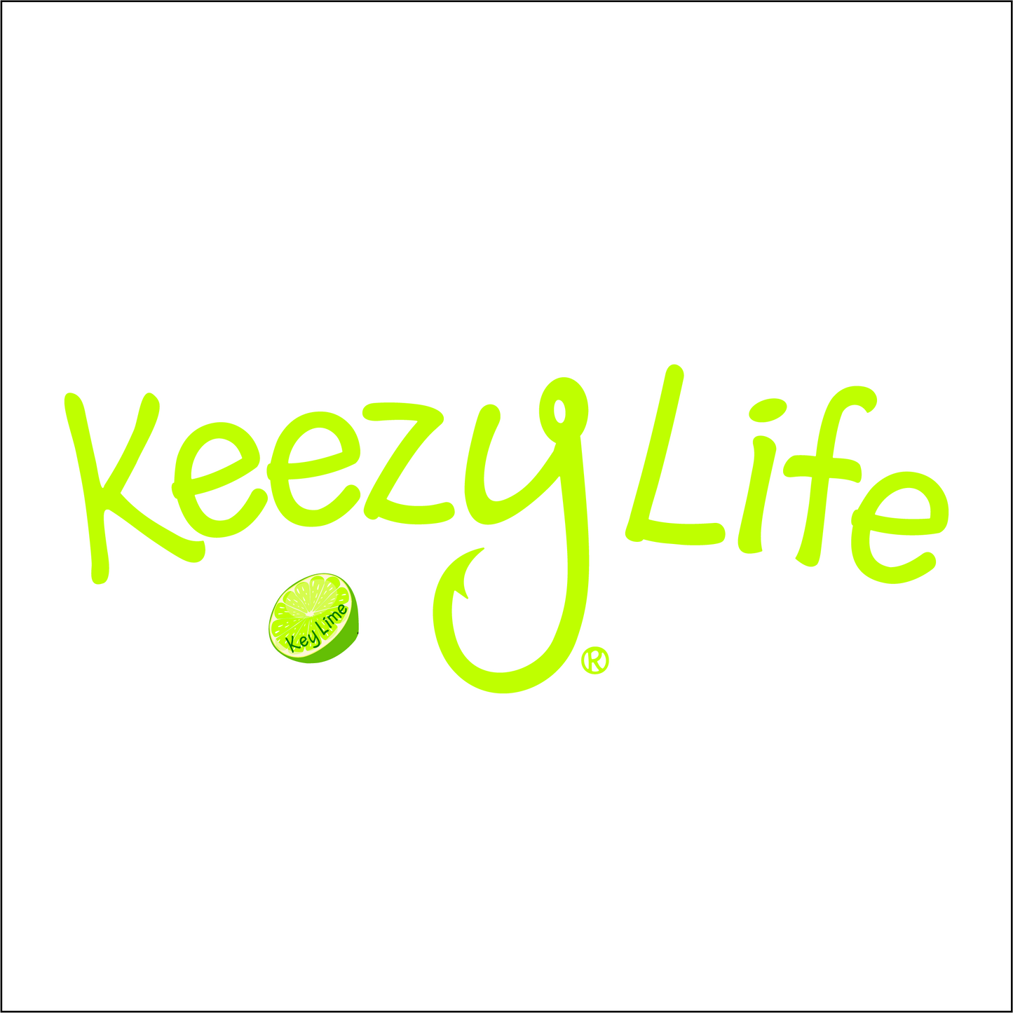 Says Keezy Life. The letter Y has a fish hook shaped to the bottom of the Y.