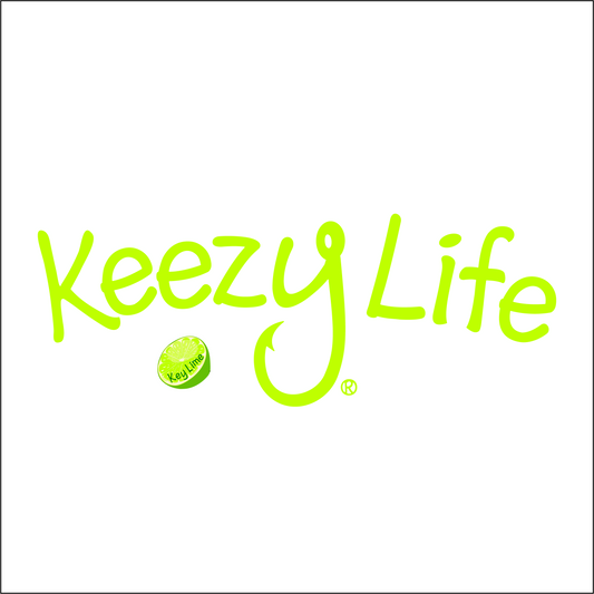 Says Keezy Life. The letter Y has a fish hook shaped to the bottom of the Y.