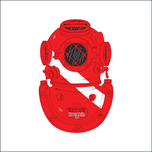 Copyrighted image of a Mark V. Red body with a white stripe that looks live a diver down flag.
