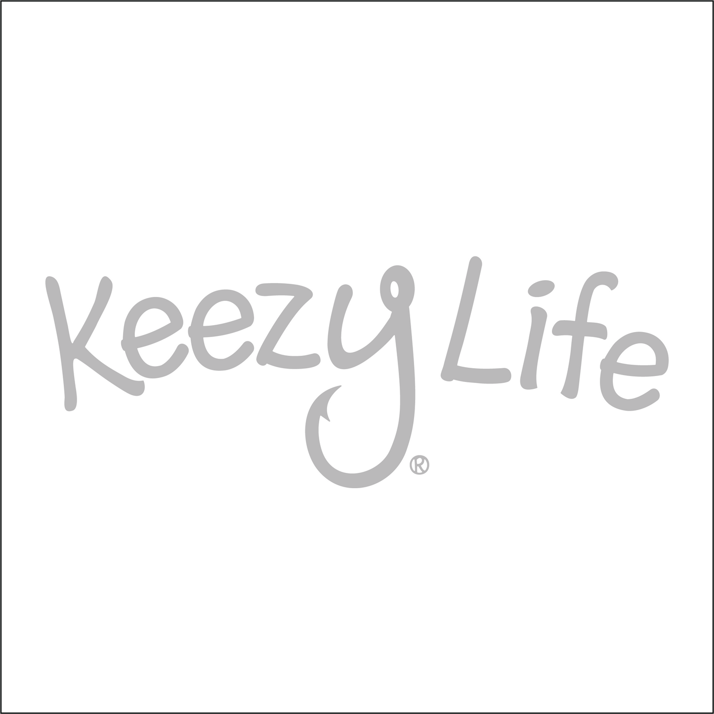 Says Keezy Life. The letter Y has a fish hook shaped to the bottom of the Y.